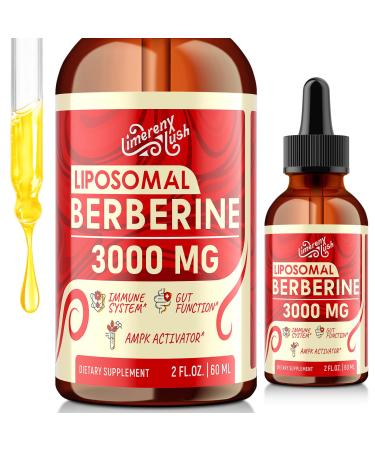 Liposomal Berberine Supplement - 3000mg Berberine Complex Activating AMPK & GLP-1 Berberine HCL Liquid Drop with Ceylon Cinnamon Green Tea Bitter Melon Turmeric and Prebiotic Blend for Women & Men 2 Fl Oz (Pack of 1)