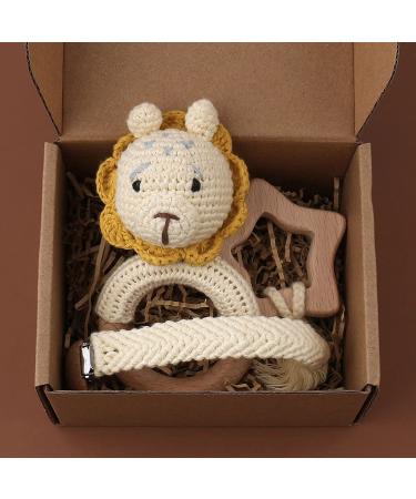 TIAN-K 3pcs Baby Shower Gift Set | Pacifier Chain Wooden Teether & Animal Rattle for Newborns - Buy Online on GoSupps.com