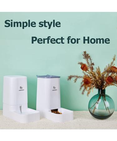 Self-Dispensing Pet Food and Water Feeder Bundle for Cats and Dogs - Automatic Gravity Dispenser Station Set for Large, Medium, Small Pets - Square Design in White - Buy Online on GoSupps.com
