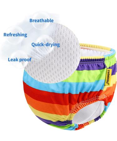 Swimbobo Reusable Absorbent Swim Diaper Washable Striped Swim Trunks (M Pink Flamingo) for Baby Boys and Girls - Buy Online on GoSupps.com