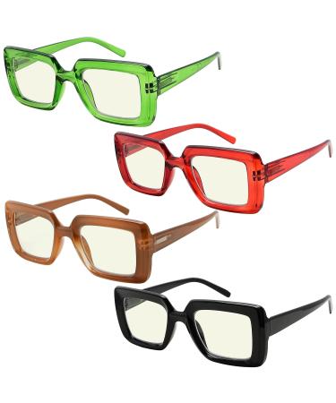 Eyekeper 4 Pack Reading glasses Blue lights blocking square computer reading glasses readers for women blue lights blocking reading glasses 1.25 x
