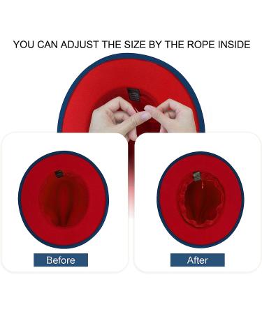 Wide Brim Fedora Hats for Women and Men - Two Tone Felt Panama Hat with Belt Buckle - Buy Online on GoSupps.com