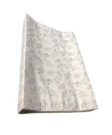 The Gilded Bird Wedge Baby Changing Mat w/Raised Sides Change Pad 69cm x 44cm Extra Thick Wipeable (Lovely Leaves Grey)