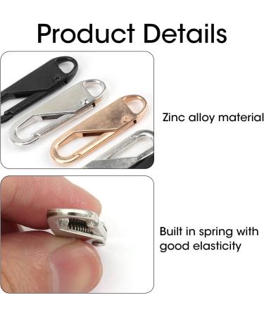 12-Piece Metal Zipper Pull Repair Set | Universal 35x10mm Zipper Trailers for Jackets Pockets Luggage & Wallets - 3 Colors - Buy Online on GoSupps.com