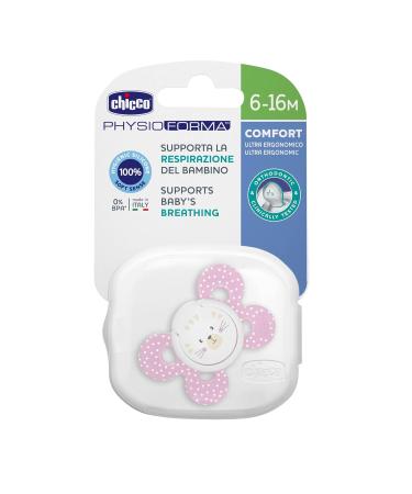 Chicco Physioforma Comfort Pacifier 6-16 Months - Silicone Sucker for Healthy Development | Pink - Buy Online on GoSupps.com