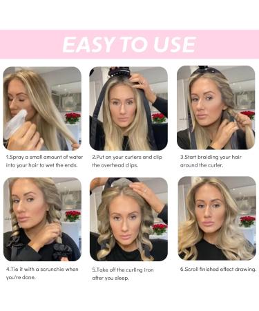 Jsdoin Heatless Curlers Headband - Satin Wave Roller for Long Hair - Pink - Buy Online on GoSupps.com