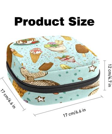 Colorful Hand-Drawn Ice Cream Menstrual Pad & Cup Bags - Portable Zipper Storage for Teens & Women - Buy Online on GoSupps.com