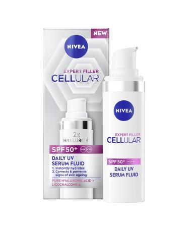 NIVEA Cellular Expert Filler Daily Serum Fluid 30 ml Anti-Age Hyaluronic Face Serum for Smoother Radiant Skin Lightweight Hydration & Visible Wrinkle Reduction