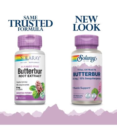 Solaray Butterbur Root Extract 50 mg - 60 VegCaps for Natural Relief - Buy Online on GoSupps.com
