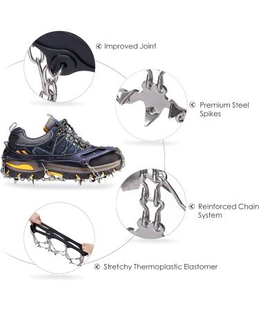 Gr del Crampons for Mountain Shoes | 19 Teeth Stainless Steel Anti-Slip Spikes for Hiking Trail Running & Trekking | Adult & Children's Sizes - Buy Online on GoSupps.com