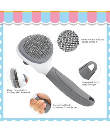 Self Cleaning Cat Brush for Shedding and Grooming with Hair Comb - Grey - Buy Online on GoSupps.com