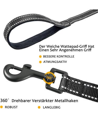 Demigreat Reflective Dog Training Leash - 3m/5m/10m/15m/20m - Padded Handle Robust Long Line for Small to Large Dogs - 5m/16ft Black - Buy Online on GoSupps.com