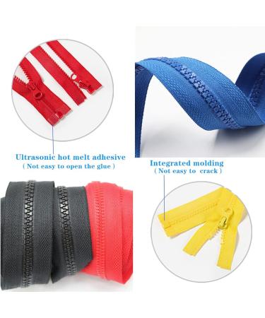Colorful Resin Zippers Set - 14 Mixed Colors (40cm/16inch) - Ideal for DIY Clothes, Coats, Handbags, and Crafts - Buy Online on GoSupps.com