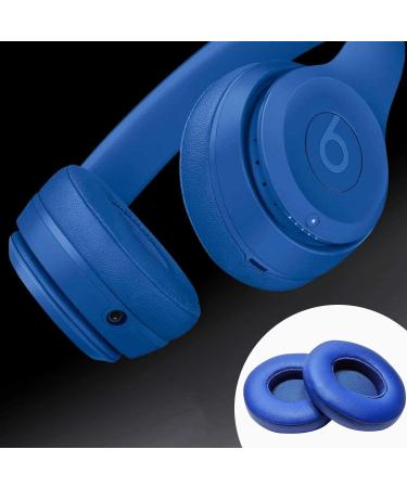 Beats Solo 3 Wireless Ear Pads Replacement - Blue Protein Leather Memory Foam Ear Cushion for Beats by Dre Solo 3 & Solo 2 Wireless Headsets - Buy Online on GoSupps.com
