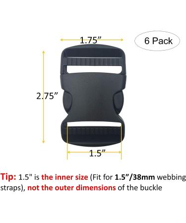EesTeck 1.5 Inch Flat Dual Adjustable Plastic Buckles and Slides 6-Pack - Black for Luggage Straps, Pet Collar, Backpack Repair - Fits 1.5/38mm Webbing - Buy Online on GoSupps.com