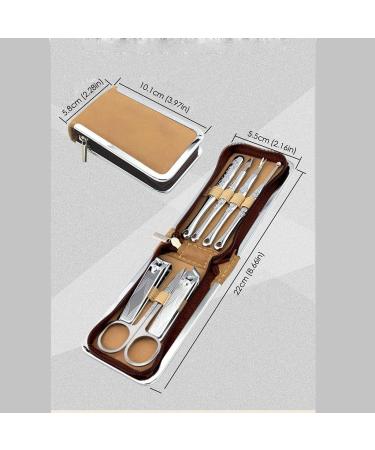 Nail Clippers Set Stainless Steel Nail Clipper Set Nail Clippers Care Tool for Man and Woman 7 Pieces Brown - Buy Online on GoSupps.com