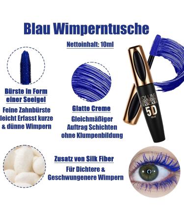 EONFAVE Silk Fiber 5D Mascara blue telescopic mascara for eyelashes waterproof and smudgeproof quickdrying nonclogging mascara long eyelashes blue eyes makeup blue 10 ml 1er Pack - Buy Online on GoSupps.com