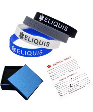 4 Pack ELIQUIS Medical Alert ID Silicone Bracelet Wristbands for Men and Women - Buy Online on GoSupps.com