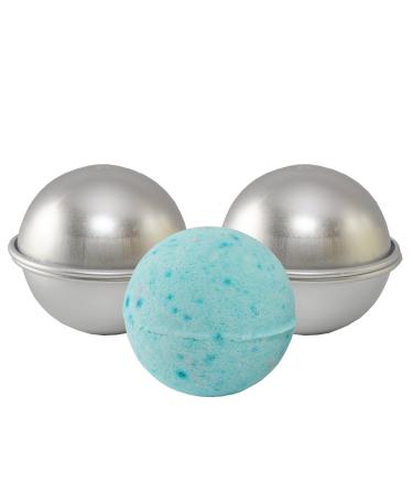 Metal Bath Bomb Mold - DIY - Make Luxurious Bath Bombs - 2 Molds (4 Pieces) - 2.56 Diameter - Premium Finish - The Bath Company! Bonus Bath Bomb Recipe Included!