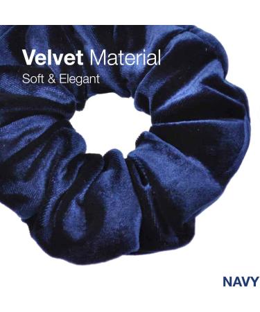 Premium Velvet Classic Hair Ties - 2pcs Plain Navy | Luxurious Hair Bands for Updo Ponytail Scrunchies - Buy Online on GoSupps.com