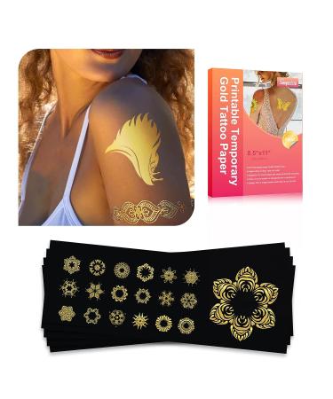 Stampcolour Christmas Metallic Tattoo Paper for Inkjet Printer - DIY Personalized Gold Temporary Tattoos for Kids Party - 5 Sheets 8.5''X11 - Buy Online on GoSupps.com