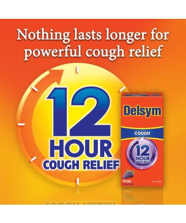 Delsym Adult 12 Hour Cough Relief Medicine - Powerful Cough Suppressant Liquid | #1 Pharmacist Recommended, Grape Flavor, 5 fl oz (Pack of 2) - Buy Online on GoSupps.com