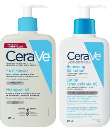 CeraVe Salicylic Acid Cleanser & Lotion help to gently cleanse exfoliate and hydrate the skin all while maintaining the skin's moisture barrier BUNDLE: SA Cleanser & Lotion