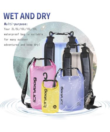 IDRYBAG Clear Waterproof Dry Bag 2L/5L/10L/15L/20L - Lightweight Dry Sack for Water Sports - Ideal for Kayaking, Boating, Swimming - Black Caffeine - Buy Online on GoSupps.com