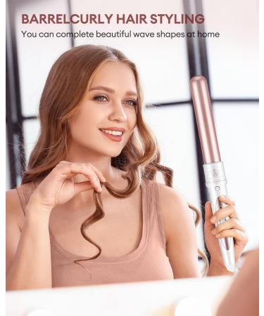 CkeyiN Ceramic Curling Wand - 5 in 1 Hair Curlers, Adjustable Temperature, Professional Hair Styling Tool for Long Hair - Pink & White - Buy Online on GoSupps.com