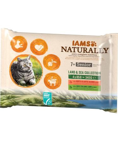 IAMS Naturally Senior Cat Food - High-Quality Wet Food in Sauce with Meat & Fish for Older Cats | Land & Sea Collection 4 x 85g Pack - Buy Online on GoSupps.com
