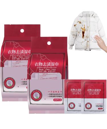 Stain Removal Wet Wipes Clothing Stain Removal Wet Wipes 20Pcs/Bag Stain Remover Wipes Decontamination Wipe Emergency Stain Rescue Stain Remover for Clothes Fabric Stain 2pc