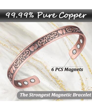 Vicmag Copper Magnetic Bracelet for Women - 99.99% Pure Copper - 6X Ultra Strength Magnets - Adjustable Size - Gift Box Included - Buy Online on GoSupps.com
