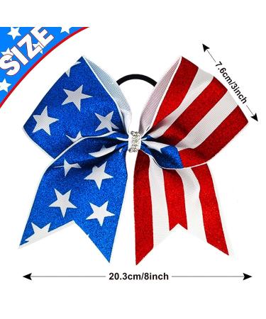 WeePaww Patriotic Cheer Hair Bows Set - 4th of July Glitter America Flag Design - 6Pcs - Buy Online on GoSupps.com