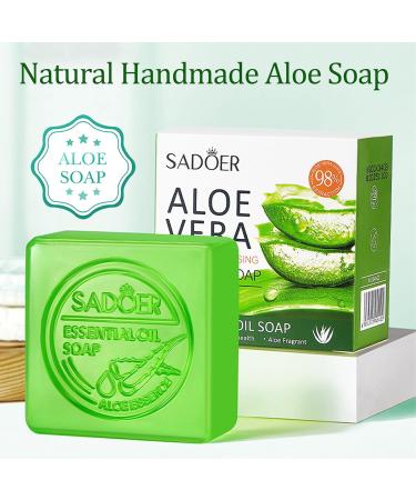 Organic Aloe Bar Soap - Handmade Deep Cleansing Face & Body Wash for Men & Women | Natural Glycerol Soap - Buy Online on GoSupps.com