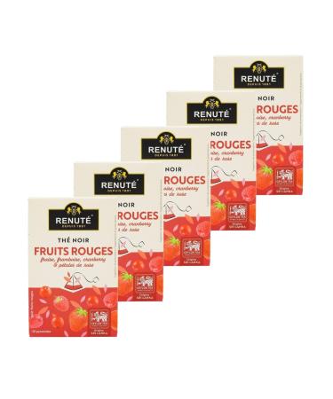 Renut Pack of 5 Black Tea with Red Fruits - 20 tea bags - 32g tin