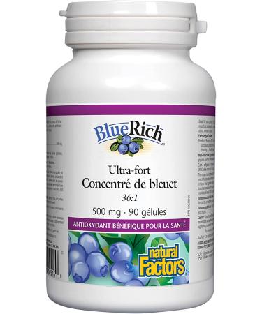 Buy Natural Factors BlueRich Blueberry Concentrate 500mg - Super Strength, 90 Softgels - Buy Online on GoSupps.com