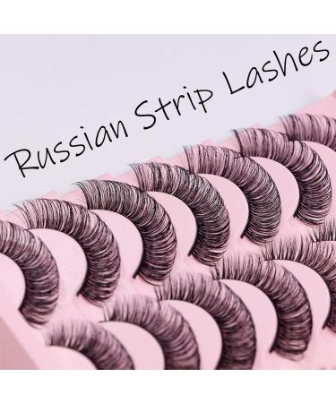 Russian False Eyelashes - Natural D Curly Strip Lashes for Parties, Weddings, Birthdays - 14 Pairs - Buy Online on GoSupps.com