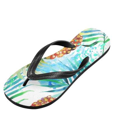 Buy Mnsruu Palm Pineapple Flip Flop Sandals - Colorful Oil Painting Home Slippers for Men & Women - Perfect for Travel Spa & Bedroom - Buy Online on GoSupps.com