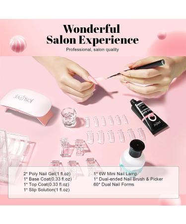 JOSLOVE Poly Nail Gel Kit - 30g 2PCS with UV Light | Clear Nude Colors Starter Kit for Salon Quality Manicure at Home - Buy Online on GoSupps.com