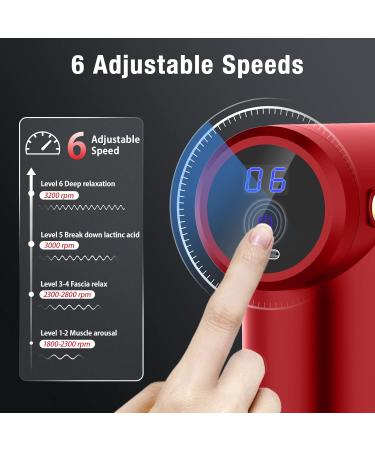 Shavingfun Mini Massage Gun - 6 Speeds & 4 Heads LCD Touchscreen for Shoulder & Body Relaxation | Alleviate Muscle Pain (Red) - Buy Internationally - Buy Online on GoSupps.com