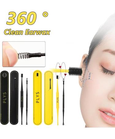 Spiral Ear Wax Remover Set - Metal 3PCS Ear Cleaner Kit - Double Ended Scraper - Black - Buy Online on GoSupps.com