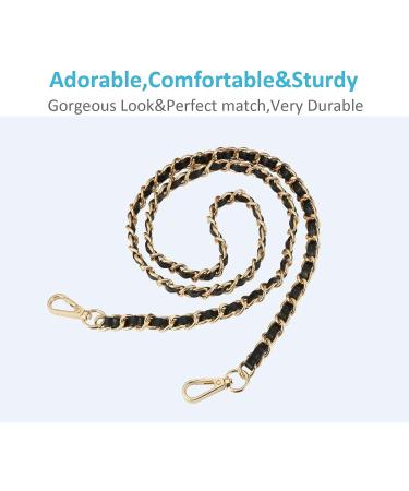 UTreers Crossbody Bag Chain Strap - 47.2 Gold & Black Leather Replacement Handbag Chain - Buy Online on GoSupps.com