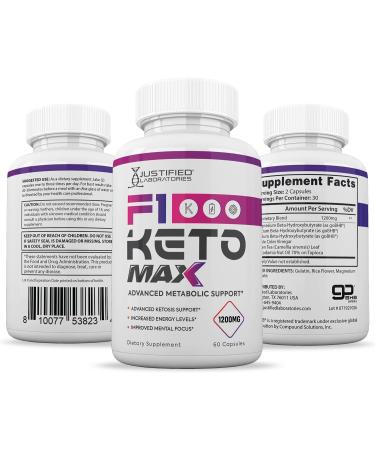 F1 Keto Max 1200MG Pills with Apple Cider Vinegar & goBHB - Advanced Ketogenic Supplement for Ketosis Support - 60 Capsules - for Men & Women - 1 Pack - Buy Online on GoSupps.com