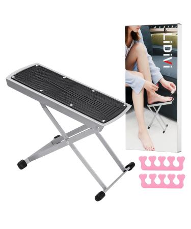 LiDiVi Pedicure Foot Rest, Adjustable Foot Rest for Easy at Home Pedicures, No More Bending or Stretching Pedicure Tools, Non-Slip Sturdy Legs with Toe Separator, Beauty Pedicure Kit (Black) Small Black