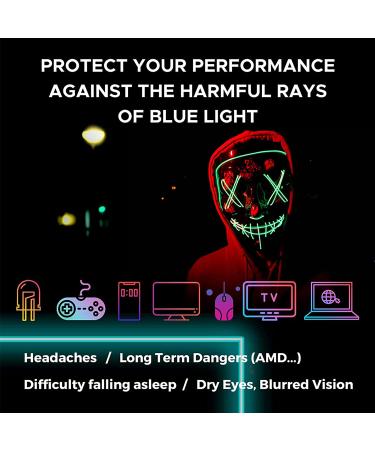 Blue Light Blocking Gaming Glasses for Women Men - Anti-Fatigue Anti Glare UV Filter - Professional Eyestrain Relief - Black - Buy Online on GoSupps.com