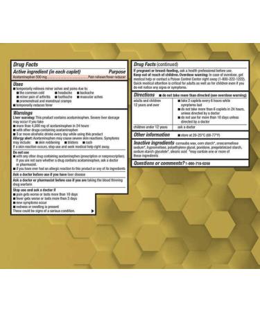 Kirkland Signature Extra Strength Acetaminophen 500MG Caplets (1000 Count) - Pack of 2 | Pain Relief Medication - Buy Online on GoSupps.com