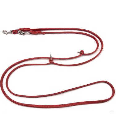 Premium Adjustable Fat Leather Dog Leash for Small & Large Dogs - 5m Double Leash (8mm Red) - Durable & Stylish - Buy Online on GoSupps.com