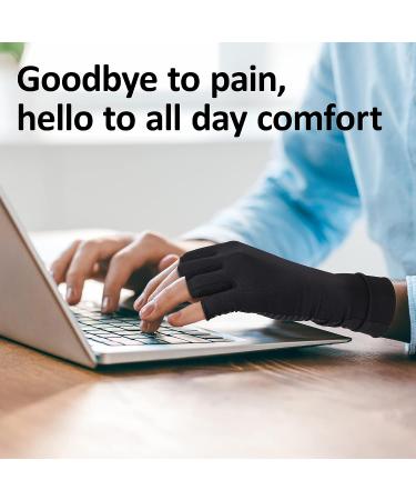 Suptrust Arthritis Gloves - 85% Copper Infused Compression Gloves for Men & Women - Relieve Hand Pain - Large (1 Pair) Black - Buy Online on GoSupps.com