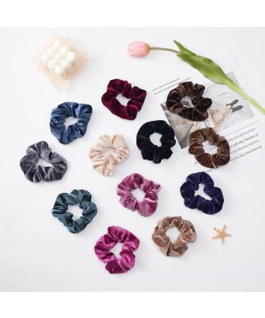 Senllori 12-Piece Scrunchies for Women | Classic Elastic Hair Bands & Ponytail Holders | Soft Natural Color Hair Accessories - Buy Online on GoSupps.com