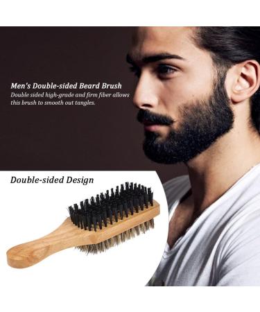 Double-Sided Men's Beard Brush with Solid Wood Handle - Facial Hair and Mustache Grooming Comb - Buy Online on GoSupps.com